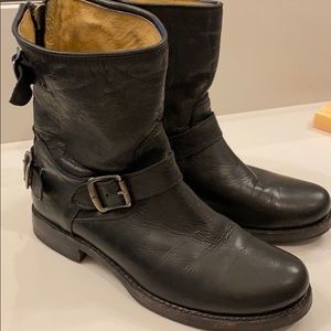 Frye Moto booties 8.5 M zip and buckle details